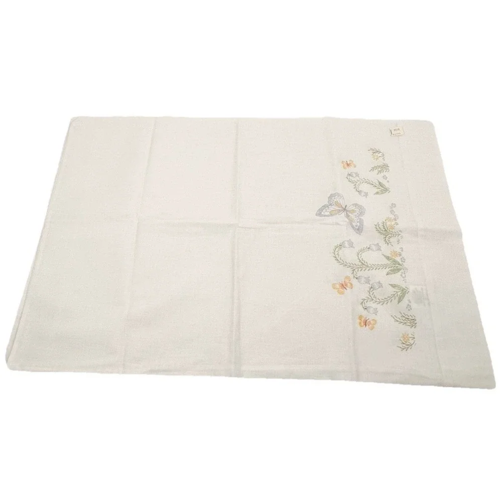 VTG Thomaston Embroidery Stamped Pillow Cases White No-Iron Muslin Floral‎ NOS